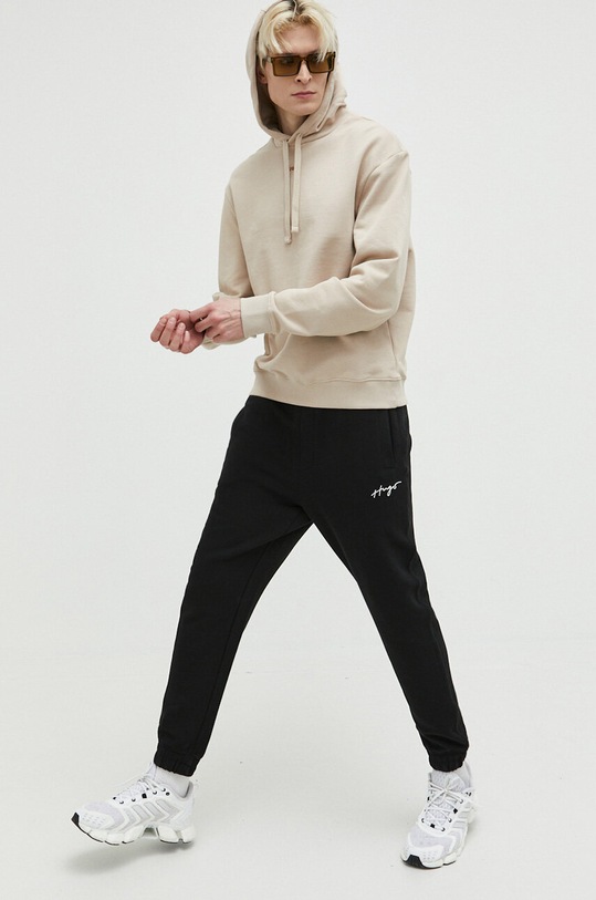 HUGO bluza bawełniana 50486478 beżowy SS25