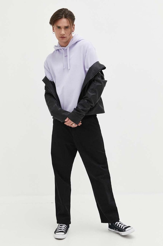 HUGO bluza bawełniana 50486478 fioletowy SS25