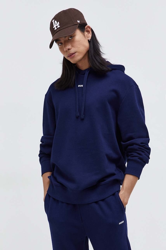 HUGO bluza bawełniana bawełna granatowy 50486478