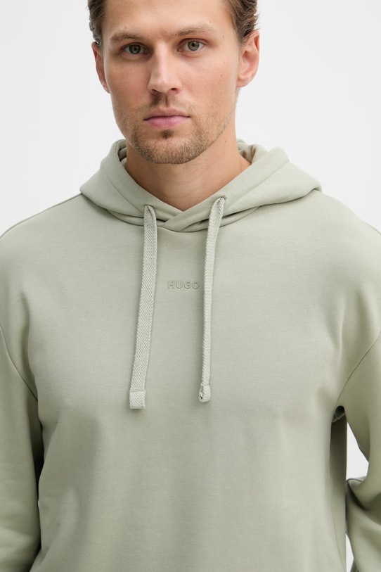 HUGO mikina s kapucňou pánska bavlnená Dapo zelená 50486478