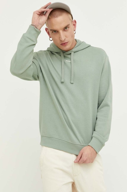HUGO bluza bawełniana bawełna zielony 50486478