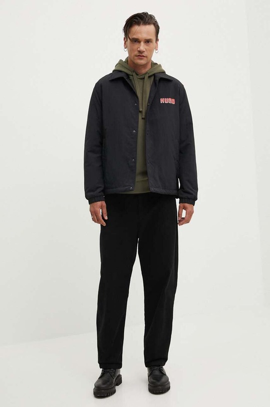 Βαμβακερή μπλούζα HUGO San Jared-C 50486478 πράσινο AW25