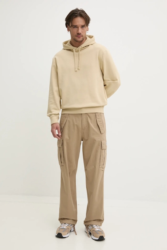 Βαμβακερή μπλούζα HUGO 50486478 μπεζ AW25