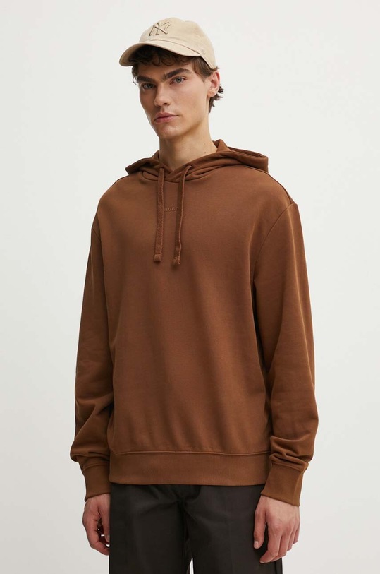 HUGO bluza bawełniana brązowy 50486478