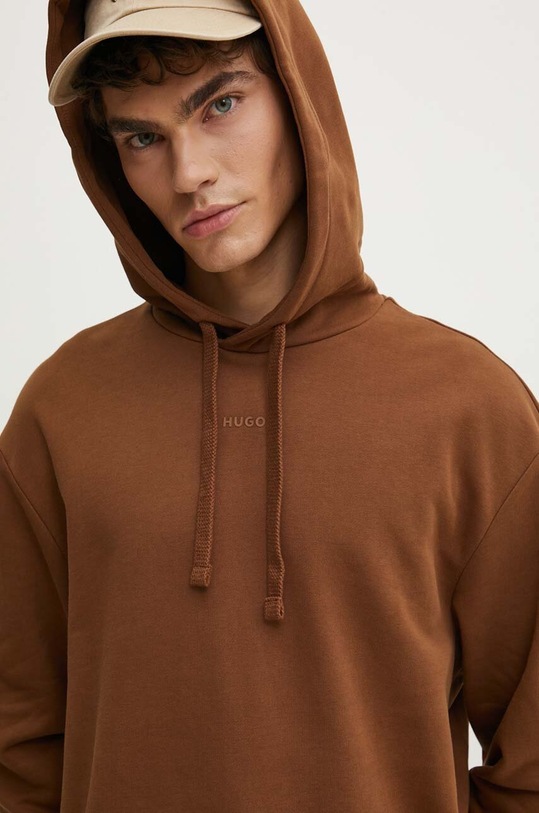 HUGO bluza bawełniana brązowy 50486478