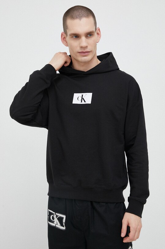 Домашен суичър от памук Calvin Klein Underwear надпис черен 000NM2416E.PPYX