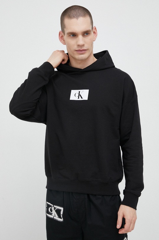 Calvin Klein Underwear bluza bawełniana lounge nadruk czarny 000NM2416E.PPYX
