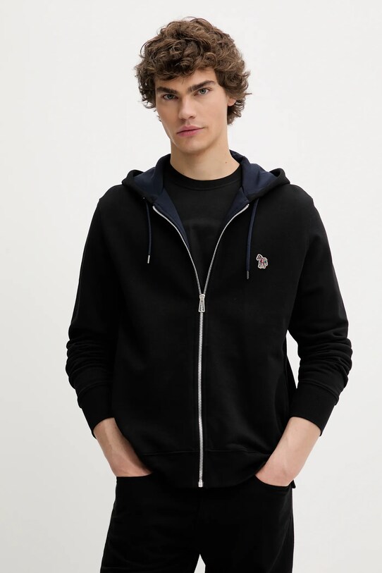 Бавовняна кофта PS Paul Smith з капюшоном чорний M2R.360R.KZEBRA