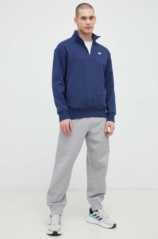 New Balance bluza bawełniana MT31501NNY granatowy SS23
