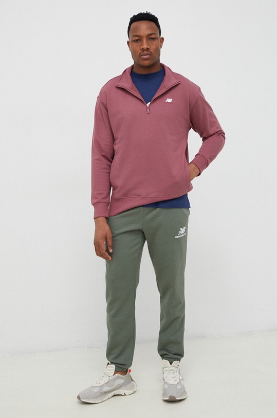 Bavlněná mikina New Balance MT31501WAD růžová SS23