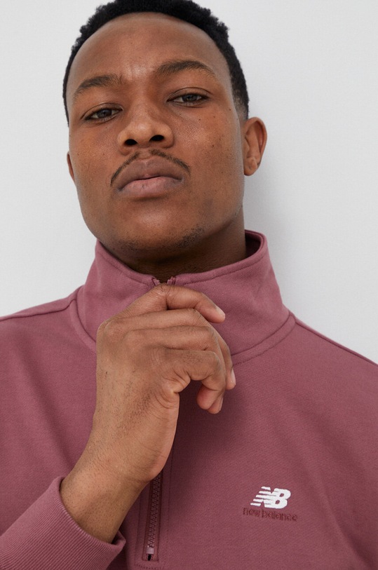 Bavlněná mikina New Balance růžová MT31501WAD