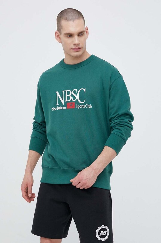 New Balance hanorac de bumbac print verde MT31556TFN