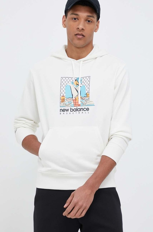 New Balance bluza z kapturem beżowy MT31588SST