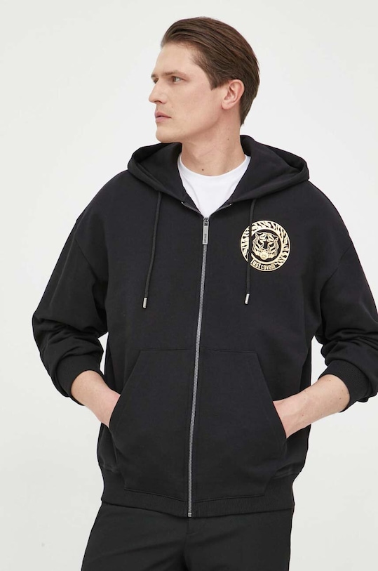 Just Cavalli hanorac de bumbac print negru 74OBIF03.CF200