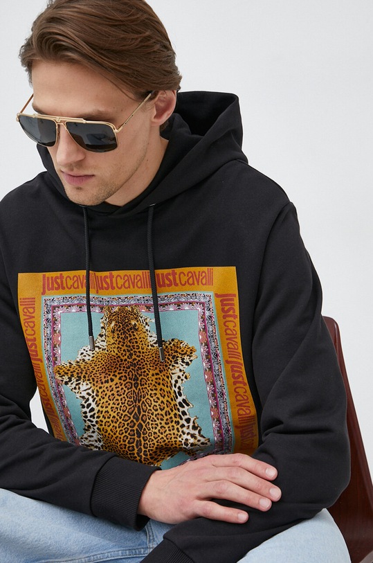 Just Cavalli bluza z kapturem czarny 74OBIF09.CF200