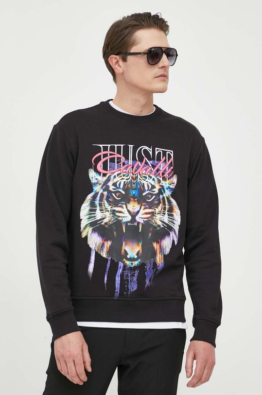 Just Cavalli bluza bawełniana nadruk czarny 74OBIF11.CF200