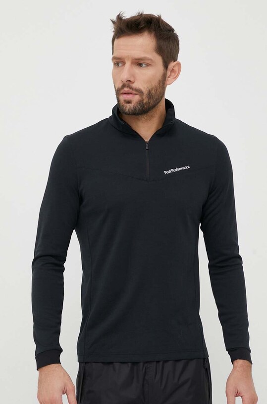Športová mikina Peak Performance Chase Half Zip bez kapucne čierna G77180