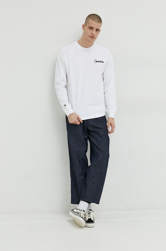 Converse longsleeve bawełniany 10024585.A01 biały SS23