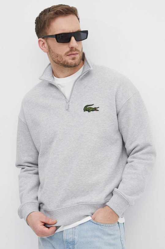 Lacoste hanorac de bumbac uni gri SH0069