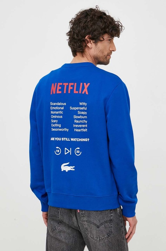 Lacoste felpa in cotone x Netflix SH7717 blu navy SS23