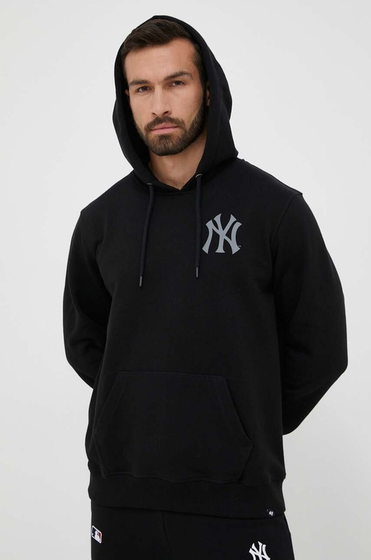 Μπλούζα 47 brand MLB New York Yankees με κουκούλα μαύρο BB017PMBPLE581450JK