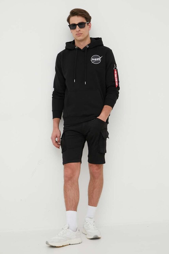 Alpha Industries bluză x Nasa Dark Side Hoody 108337.285 negru AW23