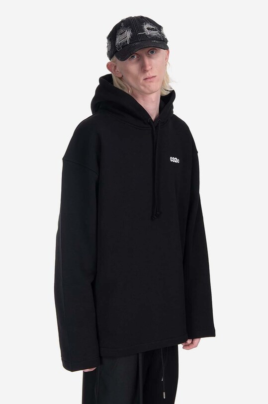 Bavlněná mikina 032C Content Maxi Hoodie potisk černá SS23.C.2040