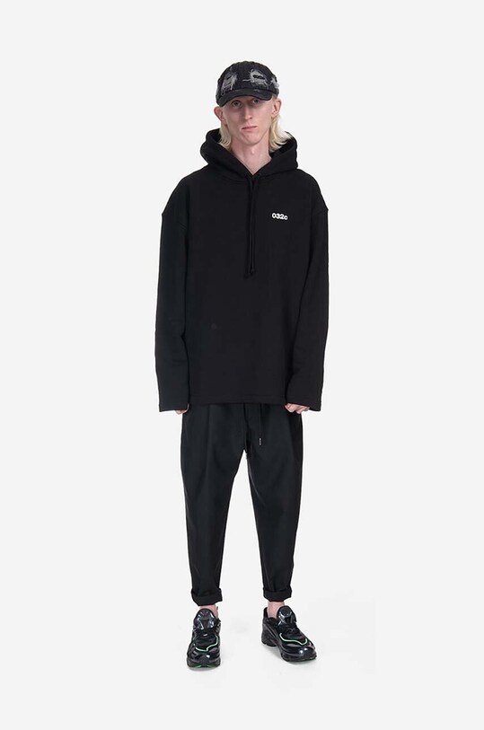 Bavlnená mikina 032C Content Maxi Hoodie čierna SS23.C.2040