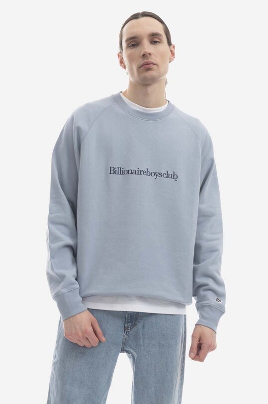 Bavlnená mikina Billionaire Boys Club Serif Logo Crewneck B22422 potlač modrá B22422