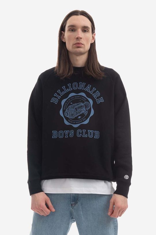 Bavlněná mikina Billionaire Boys Club Academy Logo Crewneck B22423 potisk černá B22423