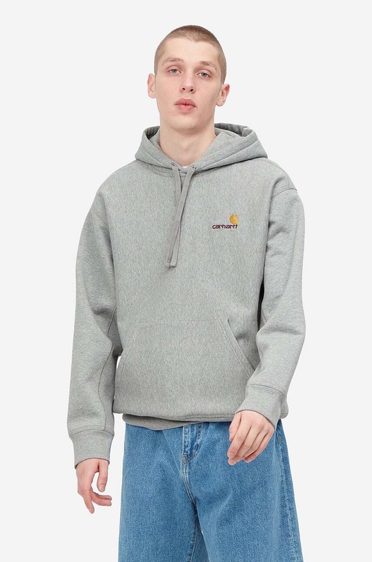 Carhartt WIP felpa Hooded American Script Sweat semplice grigio I028279