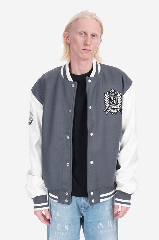 Reebok Classic jachetă bomber din amestec de lână Res V Jacket cu captuseala gri HS7142