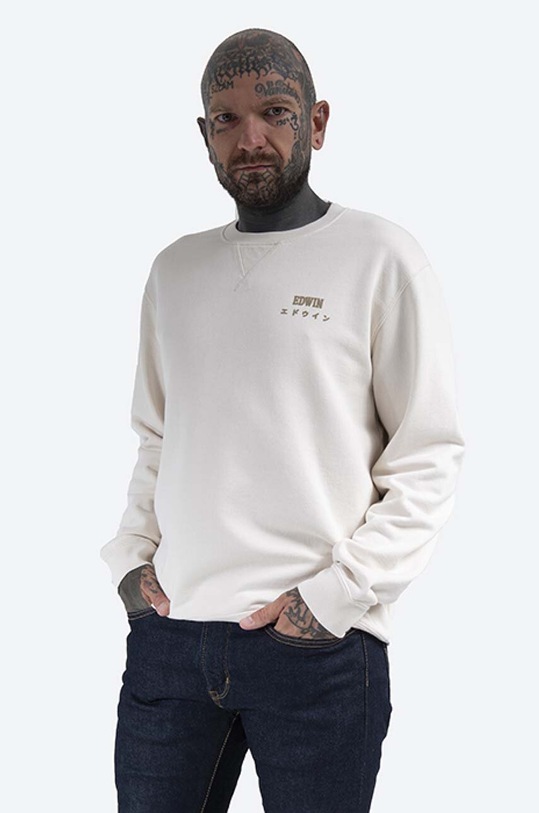 Edwin felpa in cotone Base Crew I025854.WHW67 bianco