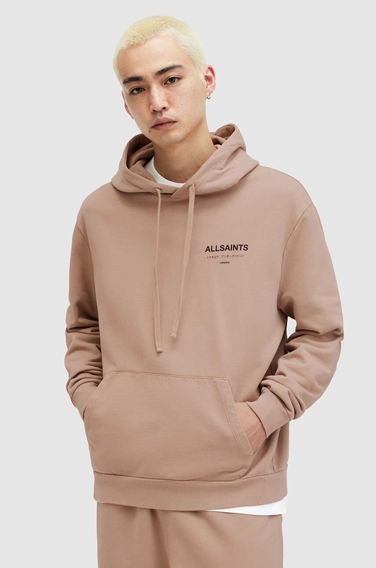 AllSaints bluza bawełniana nadruk beżowy MG132Y