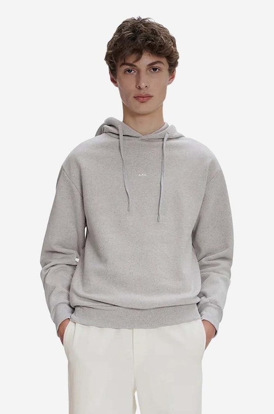 A.P.C. cotton sweatshirt Hoodie Larry cotton gray COFDZ.H27622
