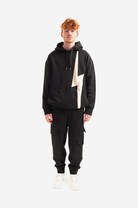Бавовняна кофта Neil Barett Easy Hooded Sweatshirt BJS059.S500C.1343 чорний SS23