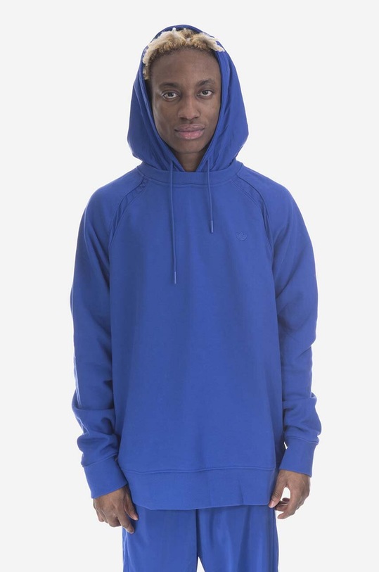 Pamučna dukserica adidas Originals Premium Essentials Crinkle Nylon Hoodie bez uzorka plava HR5456