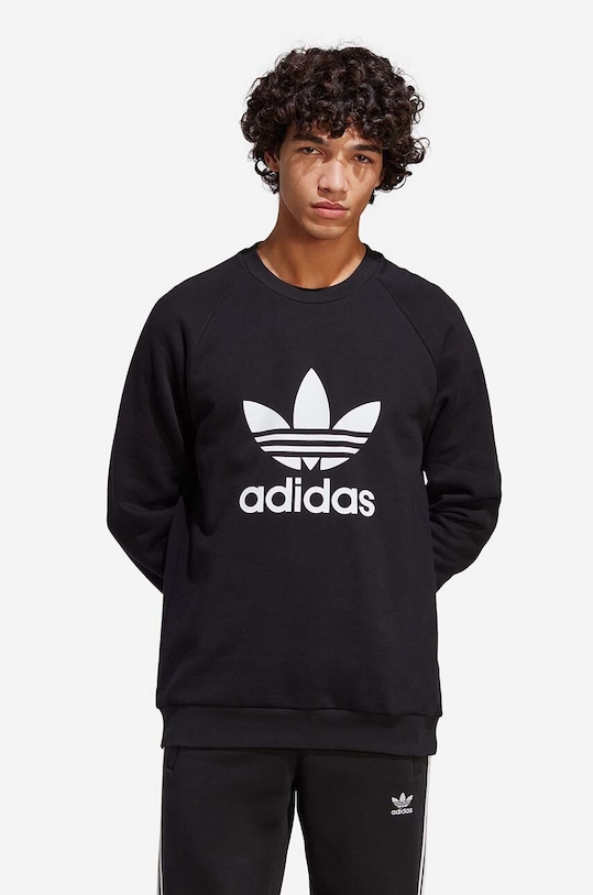 adidas Originals bluza bawełniana Adicolor Classics Trefoil Crewneck nadruk czarny IA4854