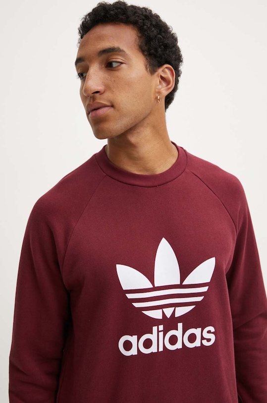 Bavlněná mikina adidas Originals potisk burgundské IA4856