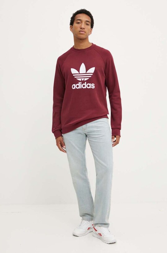adidas Originals bluza bawełniana Adicolor Classics Trefoil Crewneck Sweatshirt IA4856 bordowy SS23