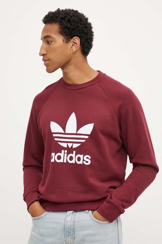adidas Originals bluza bawełniana Adicolor Classics Trefoil Crewneck Sweatshirt bordowy IA4856