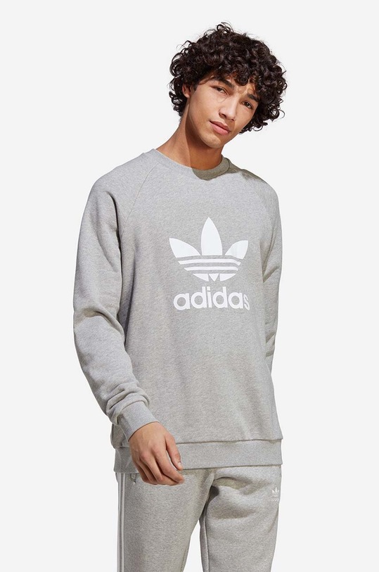 adidas Originals hanorac de bumbac melanj gri IA4857