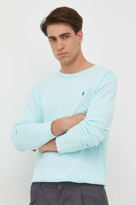 Βαμβακερή μπλούζα Polo Ralph Lauren βαμβάκι μπλε 710899996