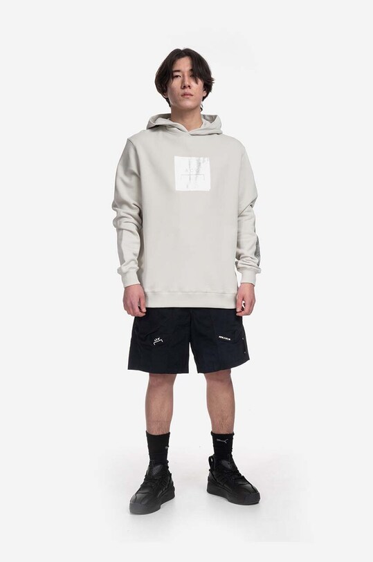 Βαμβακερή μπλούζα A-COLD-WALL* Foil Grid Hoodie ACWMW101 μπεζ SS23