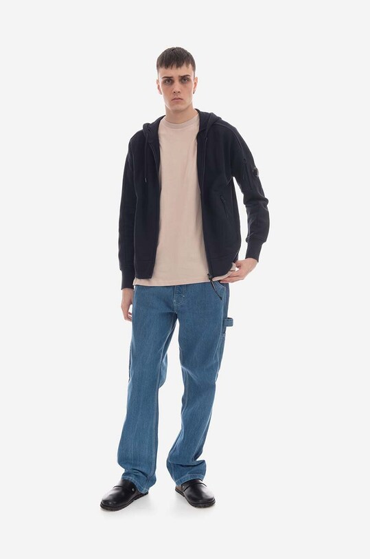 Памучен суичър C.P. Company изчистен черен 14CMSS070A005086W888