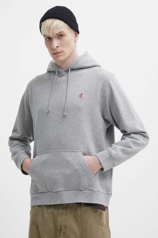 Gramicci pamut melegítőfelső One Point Hooded Sweatshirt pamut szürke G303.FT