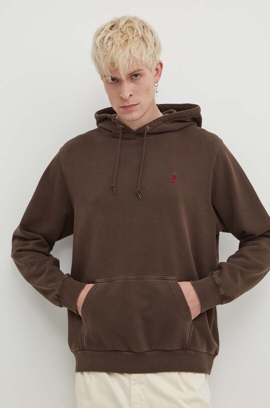 Pamučna dukserica Gramicci One Point Hooded Sweatshirt bez uzorka smeđa G303.FT