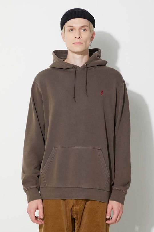 Gramicci cotton sweatshirt One Point Hooded Sweatshirt plain brown G303.FT