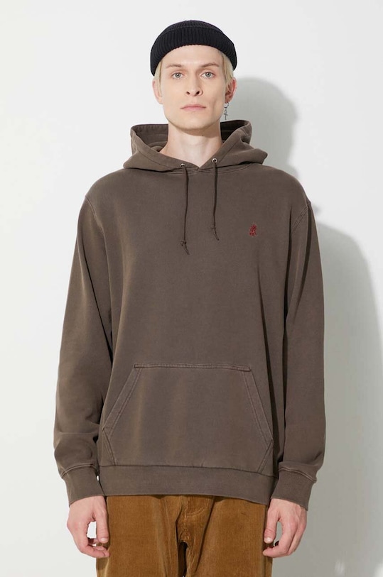 Gramicci cotton sweatshirt One Point Hooded Sweatshirt plain brown G303.FT