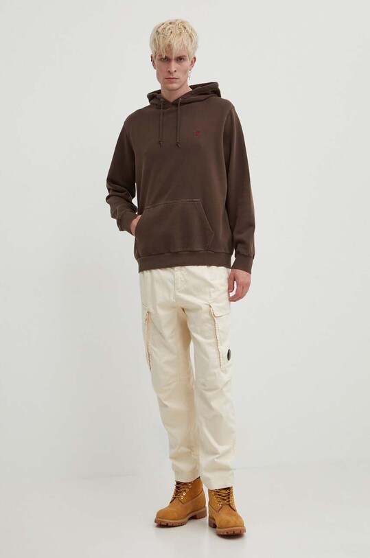 Bavlněná mikina Gramicci One Point Hooded Sweatshirt G303.FT hnědá AW24